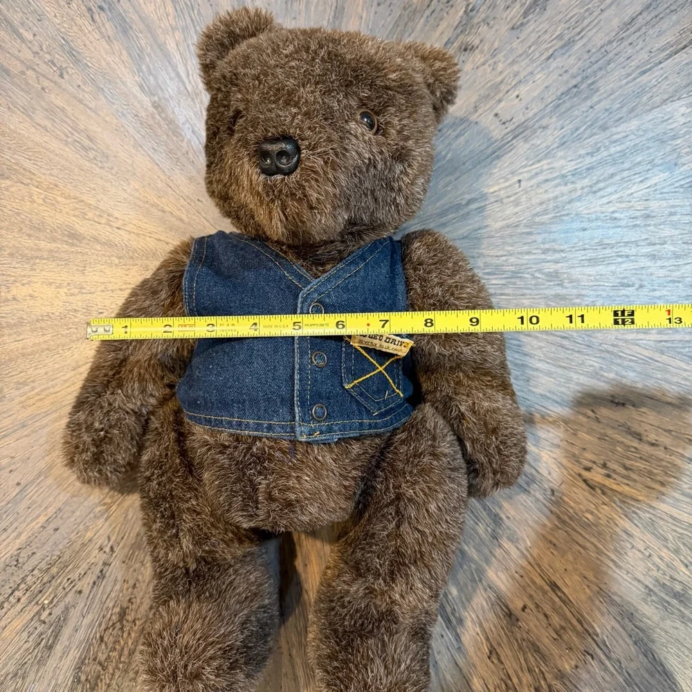 Vintage Rodeo Drive Beverly Hills Teddy Bear w/‎ Denim Vest 18” Plush Souvenir
